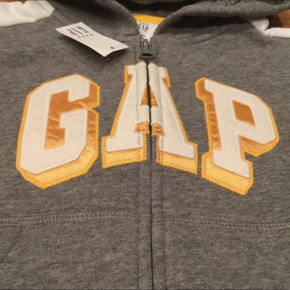 Gap Boys 3T Gray & Yellow Zip-Up Hoodie Sweatshirt - Picture 3 of 3